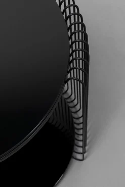 Best KARE Design Zestaw 2 stolików pomocniczych czarnych blaty i półki szklane rama stalowa - KARE