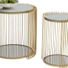 Discount KARE Design Zestaw 2 stolików pomocniczych z półkami złote z lustrzanymi blatami - KARE