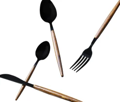 Hot KARE Design Zestaw 16 sztućców ze stali nierdzewnej i tworzywa czarno-brązowe - KARE