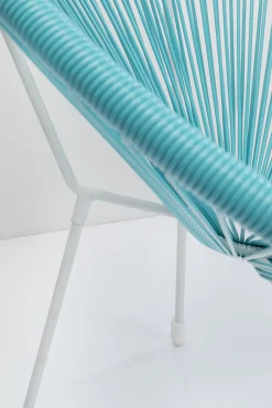 Outlet KARE Design Zestaw dwóch foteli ogrodowych - kolor turkusowy nogi białe 73x85 cm - KARE