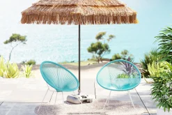 Outlet KARE Design Zestaw dwóch foteli ogrodowych - kolor turkusowy nogi białe 73x85 cm - KARE