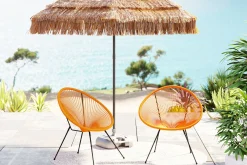 Fashion KARE Design Zestaw dwóch foteli ogrodowych - kolor pomarańczowy nogi czarne 73x85 cm - KARE