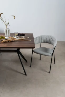 Best KARE Design Zestaw dwóch krzeseł tapicerka jasnoszara nogi czarne stalowe - KARE