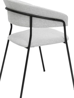 Best KARE Design Zestaw dwóch krzeseł tapicerka jasnoszara nogi czarne stalowe - KARE