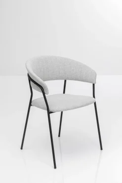 Best KARE Design Zestaw dwóch krzeseł tapicerka jasnoszara nogi czarne stalowe - KARE