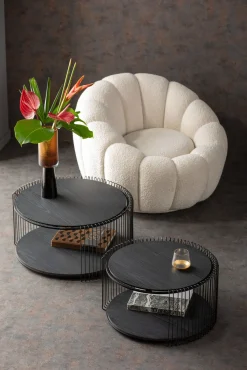 New KARE Design Zestaw dwóch stolików blaty MDF rama stalowa - kolor czarny - KARE