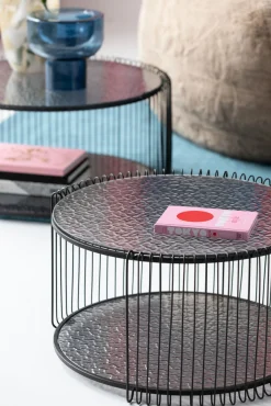 Outlet KARE Design Zestaw dwóch stolików blaty szklane rama stalowa - kolor czarny - KARE