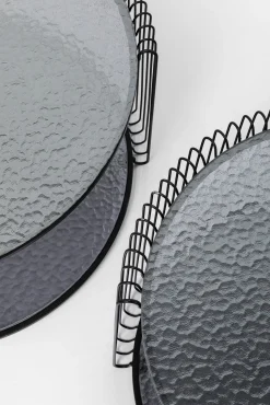 Outlet KARE Design Zestaw dwóch stolików blaty szklane rama stalowa - kolor czarny - KARE