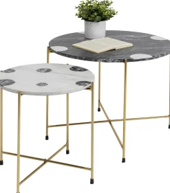New KARE Design Zestaw dwóch stolików do salonu czarno-białe nogi złote - KARE