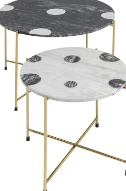 New KARE Design Zestaw dwóch stolików do salonu czarno-białe nogi złote - KARE