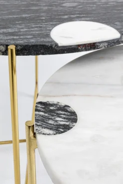 New KARE Design Zestaw dwóch stolików do salonu czarno-białe nogi złote - KARE