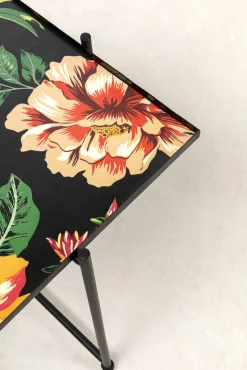 Clearance KARE Design Zestaw dwóch stolików Garden Flowers - blaty kwadratowe - motyw kwiatowy - KARE