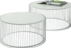 New KARE Design Zestaw dwóch stolików kawowych Wire białe - KARE