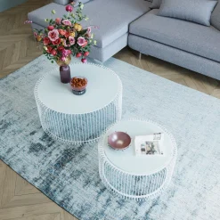 New KARE Design Zestaw dwóch stolików kawowych Wire białe - KARE