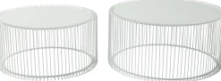 New KARE Design Zestaw dwóch stolików kawowych Wire białe - KARE