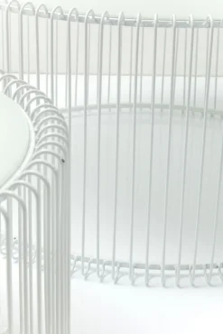 New KARE Design Zestaw dwóch stolików kawowych Wire białe - KARE