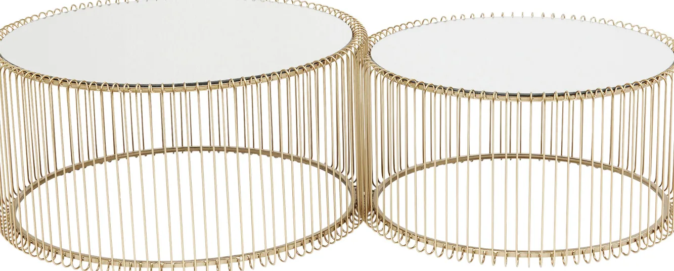 Online KARE Design Zestaw dwóch stolików kawowych Wire mosiężne - KARE
