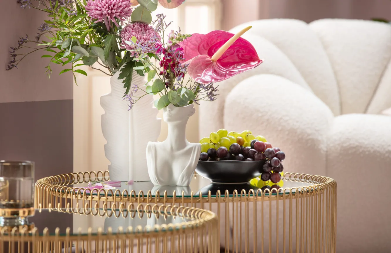 Online KARE Design Zestaw dwóch stolików kawowych Wire mosiężne - KARE