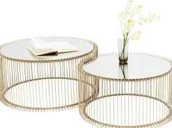 Online KARE Design Zestaw dwóch stolików kawowych Wire mosiężne - KARE
