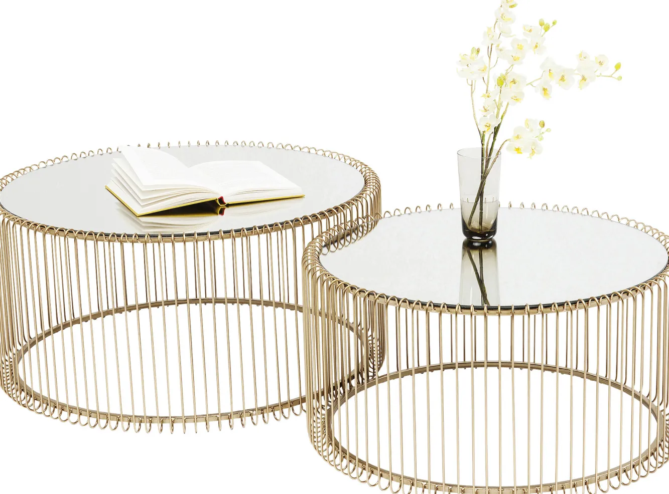 Online KARE Design Zestaw dwóch stolików kawowych Wire mosiężne - KARE