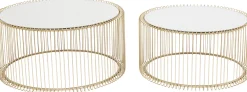 Online KARE Design Zestaw dwóch stolików kawowych Wire mosiężne - KARE