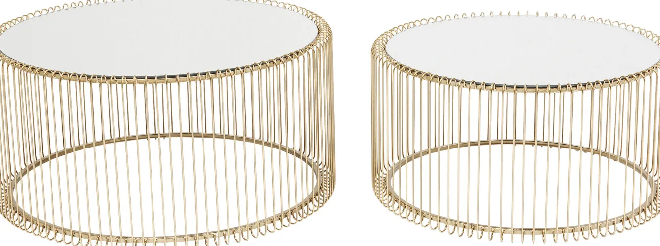 Online KARE Design Zestaw dwóch stolików kawowych Wire mosiężne - KARE