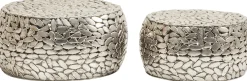 Outlet KARE Design Zestaw dwóch stolików kawowych Pebbles Deluxe srebrne - KARE