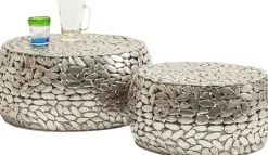Outlet KARE Design Zestaw dwóch stolików kawowych Pebbles Deluxe srebrne - KARE