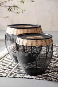 Hot KARE Design Zestaw dwóch stolików kawowych African Drums czarne - KARE