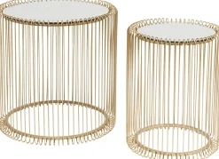 Best KARE Design Zestaw dwóch stolików kawowych Wire okrągły blat mosiężne #2 - KARE