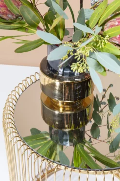 Best KARE Design Zestaw dwóch stolików kawowych Wire okrągły blat mosiężne #2 - KARE