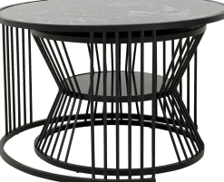 Outlet KARE Design Zestaw dwóch stolików kawowych Roma czarne - blaty marmurowe - KARE