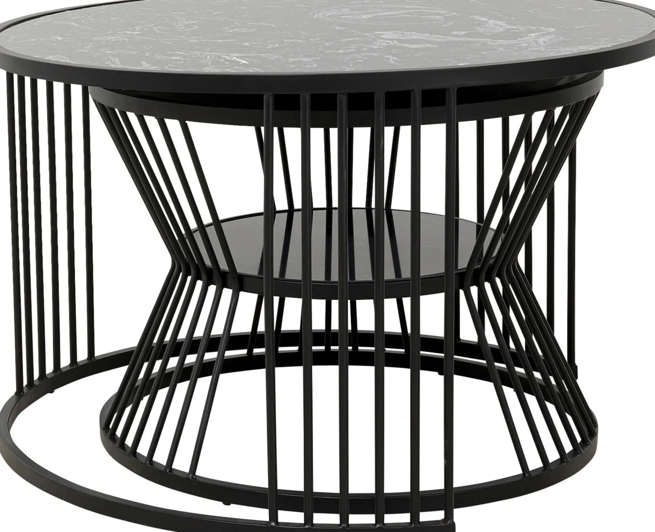 Outlet KARE Design Zestaw dwóch stolików kawowych Roma czarne - blaty marmurowe - KARE