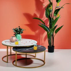 Sale KARE Design Zestaw dwóch stolików kawowych Mystic Round kolorowe Ø90 - KARE