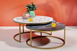 Sale KARE Design Zestaw dwóch stolików kawowych Mystic Round kolorowe Ø90 - KARE