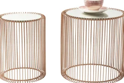 Fashion KARE Design Zestaw dwóch stolików Wire Copper miedziane - blaty lustrzane - KARE