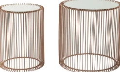 Fashion KARE Design Zestaw dwóch stolików Wire Copper miedziane - blaty lustrzane - KARE