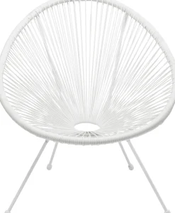 Discount KARE Design Zestaw ogrodowy fotel żyłkowy i stolik okrągły kolor biały - KARE