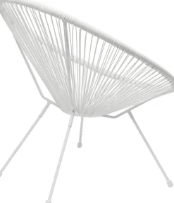 Discount KARE Design Zestaw ogrodowy fotel żyłkowy i stolik okrągły kolor biały - KARE