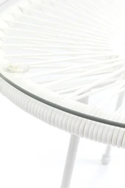 Discount KARE Design Zestaw ogrodowy fotel żyłkowy i stolik okrągły kolor biały - KARE