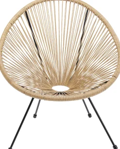 Best KARE Design Zestaw ogrodowy fotel żyłkowy i stolik okrągły kolor naturalny - KARE