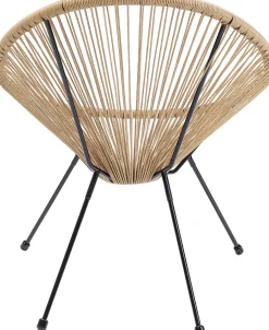 Best KARE Design Zestaw ogrodowy fotel żyłkowy i stolik okrągły kolor naturalny - KARE