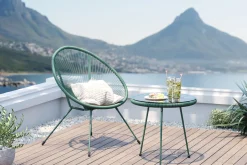 New KARE Design Zestaw ogrodowy fotel żyłkowy i stolik okrągły kolor zielony - KARE