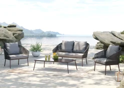 Online KARE Design Zestaw ogrodowy szary 4-set sofa, stolik i 2 fotele - KARE