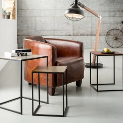 Fashion KARE Design Zestaw trzech stolików kawowych Loft Square Aluminum kolorowe - KARE