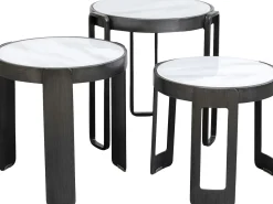 Sale KARE Design Zestaw trzech stolików Perelli czarne - blaty szklane - KARE