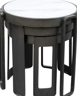 Sale KARE Design Zestaw trzech stolików Perelli czarne - blaty szklane - KARE