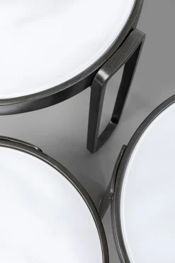 Sale KARE Design Zestaw trzech stolików Perelli czarne - blaty szklane - KARE